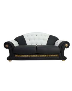 Versace 3 Seater Genuine Italian Black White Leather Sofa Settee  