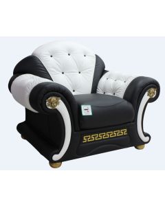 Versace Handcrafted Armchair Sofa Genuine Italian Black White Real Leather