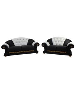 Versace Handmade 3 Seater + 2 Seater Sofa Suite Genuine Italian Black White Leather 
