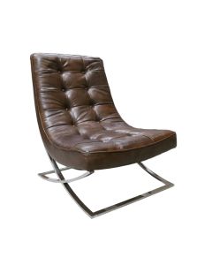 Vintage Chesterfield Lounge Chair Buttoned Brown Real Leather