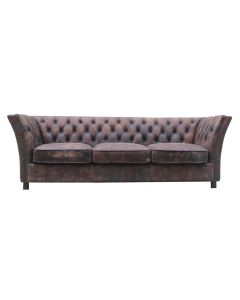 Vintage Chesterfield Savoy 3 Seater Sofa Distressed Real Leather 