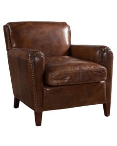 Vintage Handmade Eccentric Club Chair Brown Distressed Real Leather In Stock