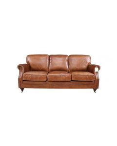 Vintage Luxury 3 Seater Settee Sofa Distressed Tan Real Leather