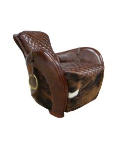 Vintage Rodeo Saddle Lounge Chair Distressed Brown Real Leather 