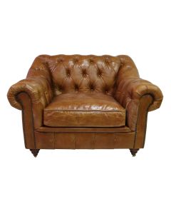 Vintage Wellington Chesterfield Tan Distressed Leather Armchair