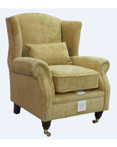 Wing Chair Fireside Velluto Gold Real Fabric High Back Armchair 