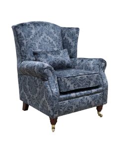 Wing Chair Original Fireside High Back Armchair Chaucer Cyan Blue Real Velvet