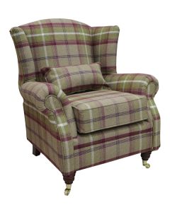 Wing Chair Original Fireside High Back Armchair P&S Balmoral Heather Check Real Fabric 