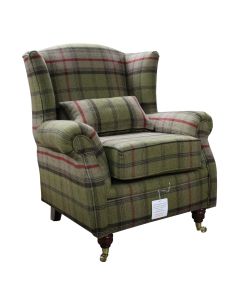 Wing Chair Original Fireside High Back Armchair P&S Balmoral Hunter Check Real Fabric 