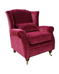 Wing Chair Original Fireside High Back Armchair Pimlico Wine Real Fabric