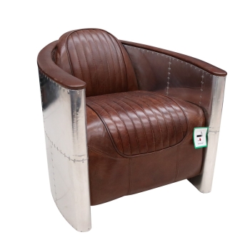 Aviator Pilot Chair In Vintage Brown Distressed Real Leather 