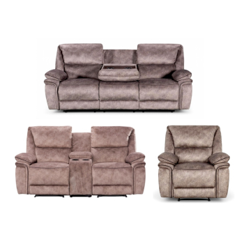 Brooklyn Genuine 3+2+1 Seater Reclining Sofa Suite Taupe Real Fabric In Stock