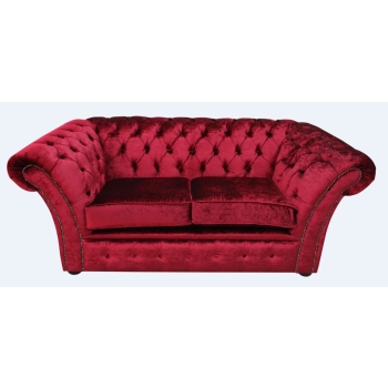 Chesterfield 2 Seater Modena Pillarbox Red Velvet Fabric Sofa Settee In Balmoral Style 