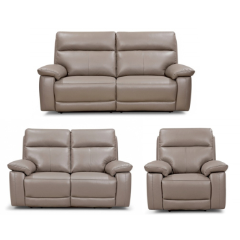 Dallas Handmade 3+2+1 Seater Electric Reclining Sofa Suite Latte Leather In Stock
