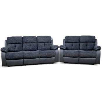 Holden Handmade 3+2 Reclining Sofa Suite Dark Grey Fabric And Leather In Stock