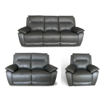 Manhattan Handmade 3+2+1 Reclining Sofa Suite Italian Grey Leather In Stock