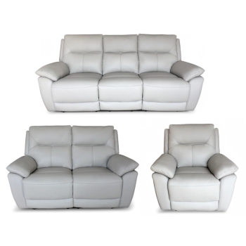 Manhattan Handmade 3+2+1 Reclining Sofa Suite Italian Putty Real Leather In Stock
