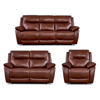 Manhattan Handmade 3+2+1 Reclining Sofa Suite Italian Tan Leather In Stock