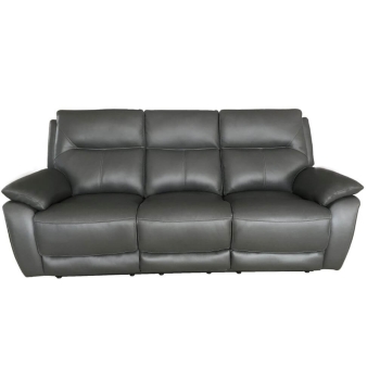 Manhattan Handmade 3 Seater Reclining Sofa Italian Grey Real Leather In Stock