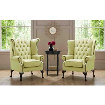 Beatrice And Carlton Wing Chairs In Shelly Leather
