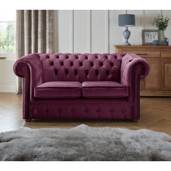 Chesterfield 2 Seater Fabric Malta 01 Purple Sofa