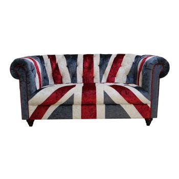 Chesterfield 2 Seater Luxury Velvet Sofa In Union Jack Style