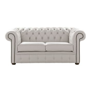 Chesterfield 2 Seater Shelly Almond Leather Sofa Settee Bespoke In Classic Style