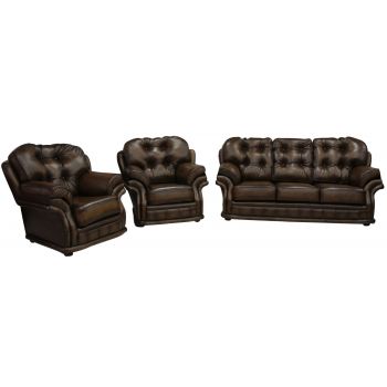 Chesterfield 3+1+1 Seater Antique Tan Leather Sofa Suite In Knightsbr­idge Style