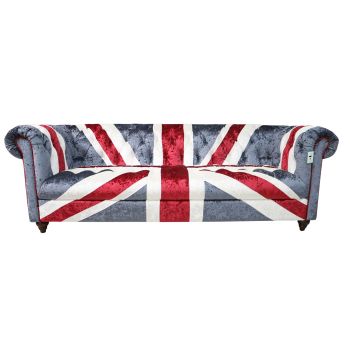 Chesterfield 3 Seater Luxury Velvet Sofa In Union Jack Style