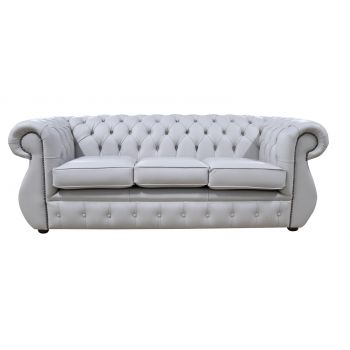 Chesterfield 3 Seater Vele Cloud Grey Leather Sofa Bespoke In Kimberley Style