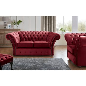 Chesterfield Beaumont 2 Seater Sofa & Club Chair Malta Red 14