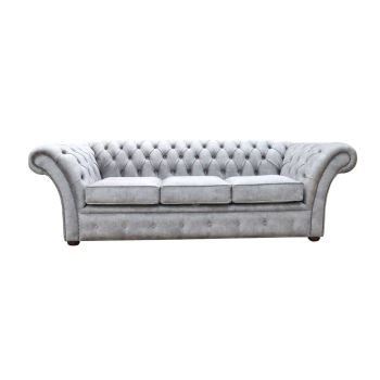 Chesterfield Handmade 3 Seater Sofa Oakland Taupe Grey Fabric In Balmoral Style