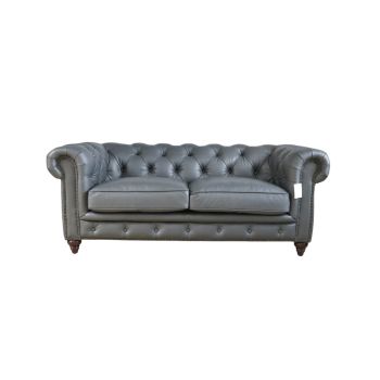 Earle Handmade Chesterfield 2 Seater Sofa Nappa Grey Real Leather 