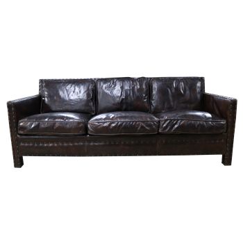 Portofino Luxury 3 Seater Sofa Vintage Tobacco Brown Distressed Real Leather 