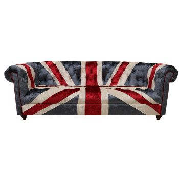 Union Jack Chesterfield 3 Seater Luxury Real Velvet Sofa