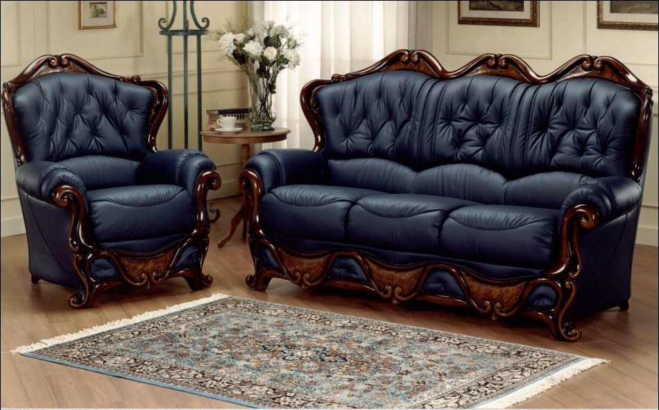 Product photograph of Dante Custom Made 3 Seater Armchair Sofa Suite Italian Blue Real Leather from Chesterfield Sofas