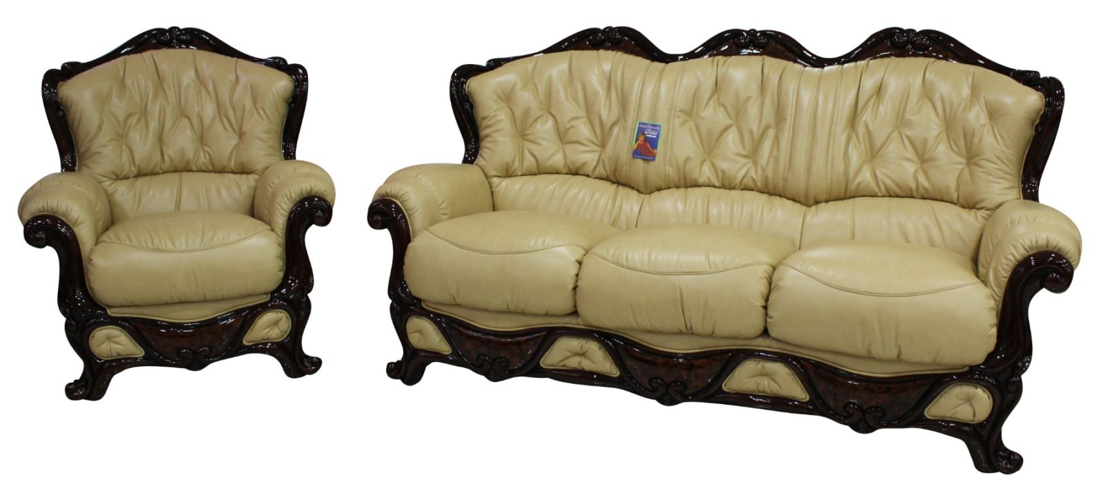 Product photograph of Dante Custom Made 3 Seater Armchair Sofa Suite Italian Nut Real Leather from Chesterfield Sofas