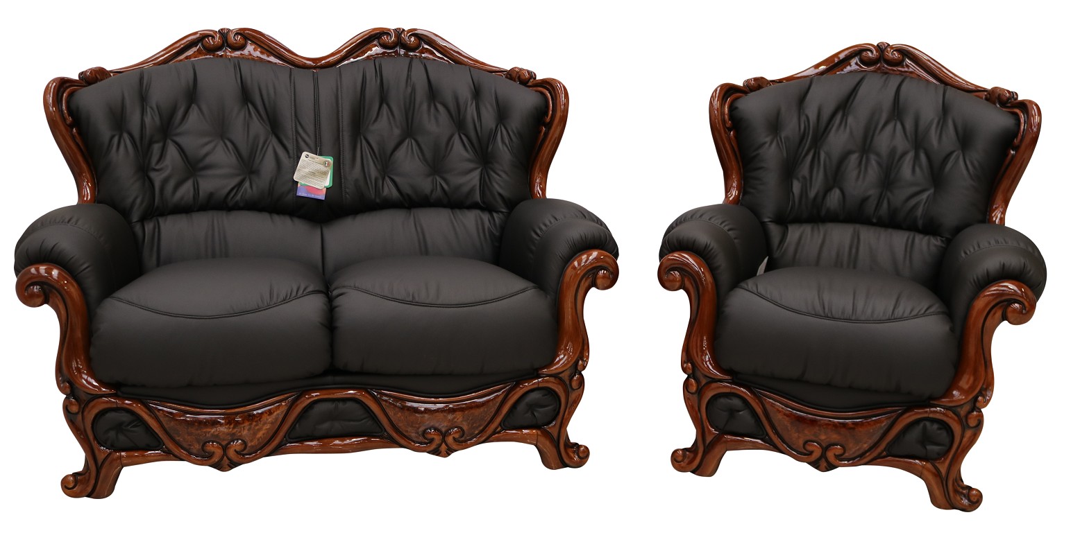 Product photograph of Dante Handmade 2 Seater Armchair Sofa Suite Italian Black Real Leather from Chesterfield Sofas