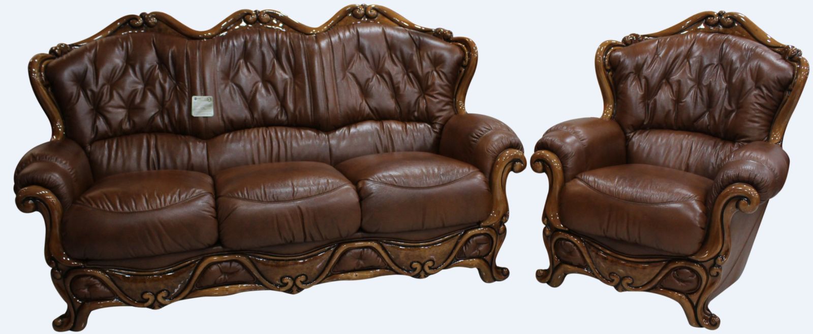Product photograph of Dante Handmade 3 Seater Armchair Sofa Suite Italian Tabak Brown Real Leather from Chesterfield Sofas