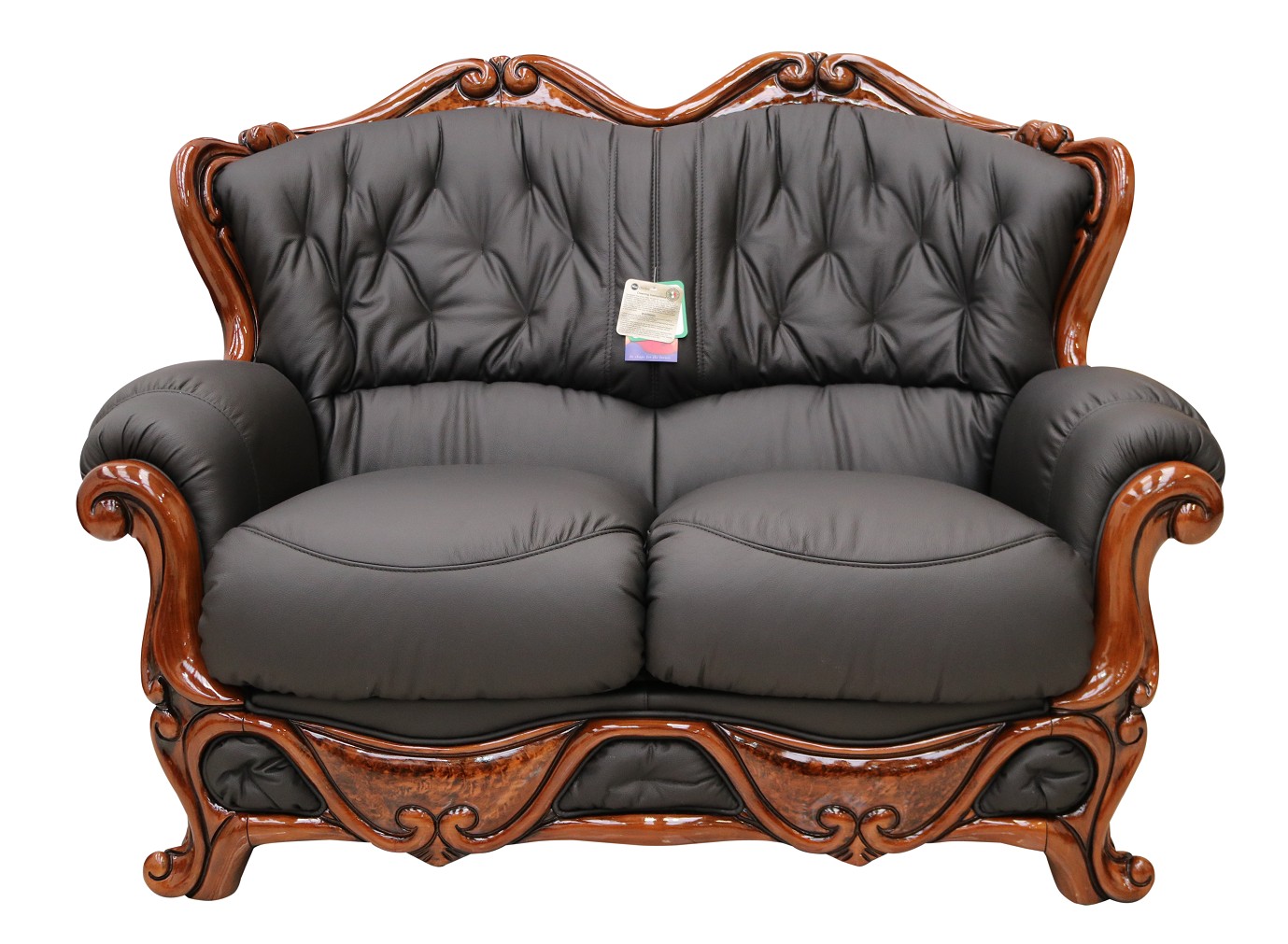 Product photograph of Dante Original 2 Seater Sofa Settee Italian Black Real Leather from Chesterfield Sofas