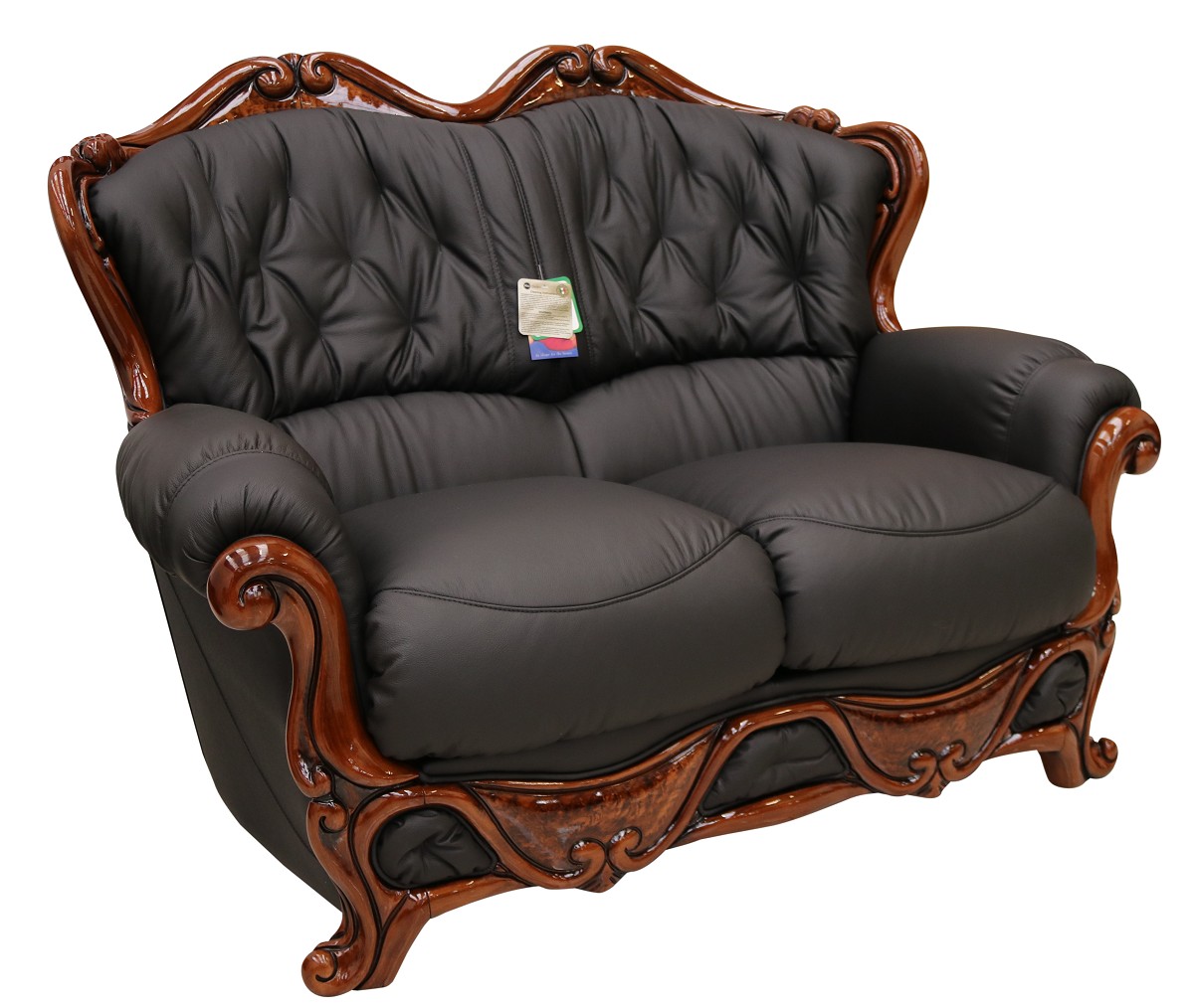 Product photograph of Dante Original 2 Seater Sofa Settee Italian Black Real Leather from Chesterfield Sofas.
