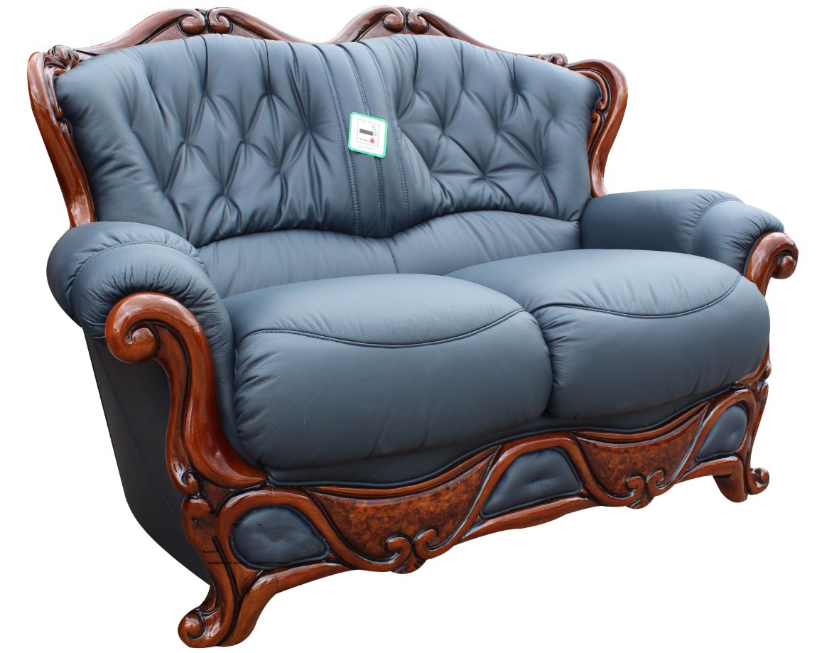 Product photograph of Dante Original 2 Seater Sofa Settee Italian Blue Real Leather from Chesterfield Sofas.