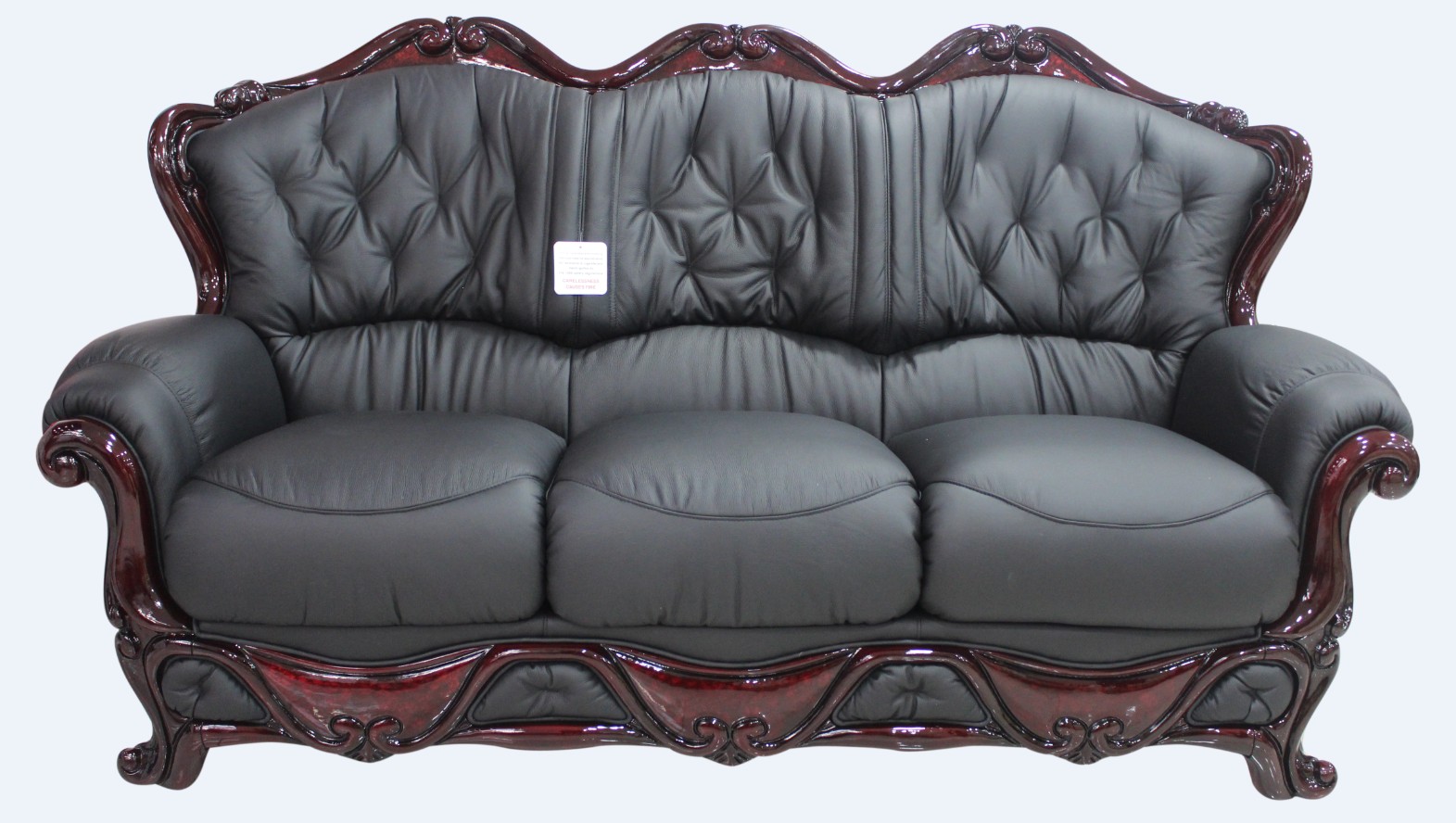 Product photograph of Dante Original 3 Seater Sofa Settee Italian Black Real Leather from Chesterfield Sofas