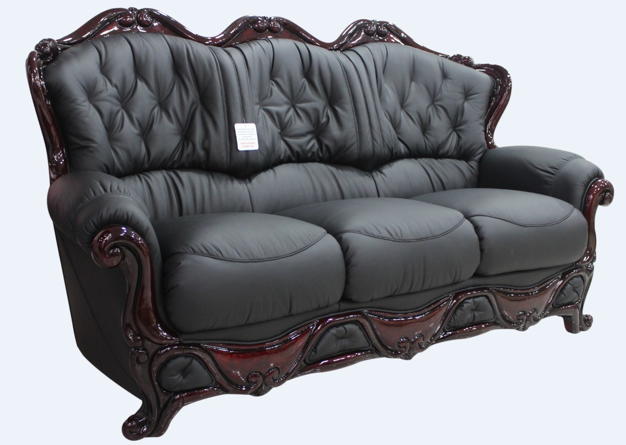 Product photograph of Dante Original 3 Seater Sofa Settee Italian Black Real Leather from Chesterfield Sofas.