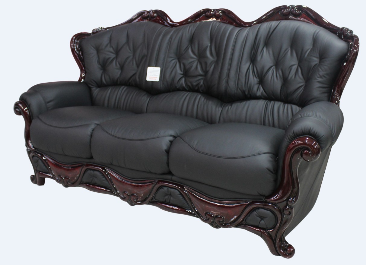 Product photograph of Dante Original 3 Seater Sofa Settee Italian Black Real Leather from Chesterfield Sofas.