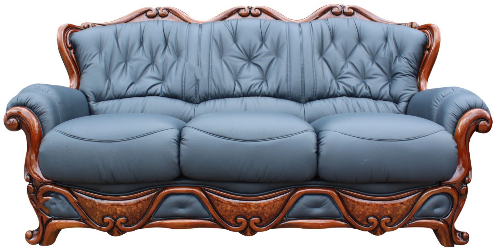 Product photograph of Dante Original 3 Seater Sofa Settee Italian Blue Real Leather from Chesterfield Sofas