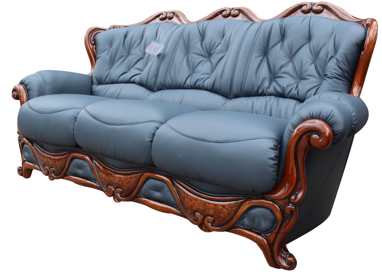 Product photograph of Dante Original 3 Seater Sofa Settee Italian Blue Real Leather from Chesterfield Sofas.