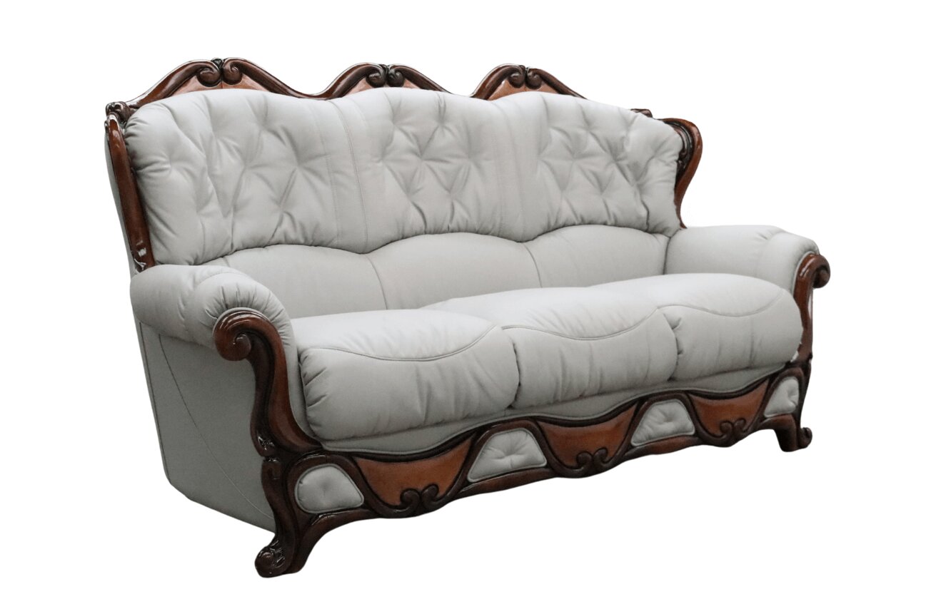 Product photograph of Dante Original 3 Seater Sofa Settee Italian Light Grey Real Leather from Chesterfield Sofas.