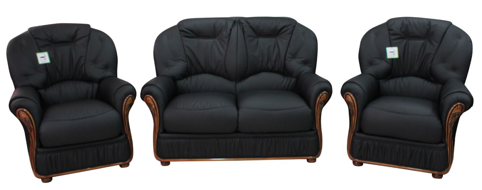 Product photograph of Debora Handmade 2 1 1 Sofa Suite Genuine Italian Black Real Leather from Chesterfield Sofas