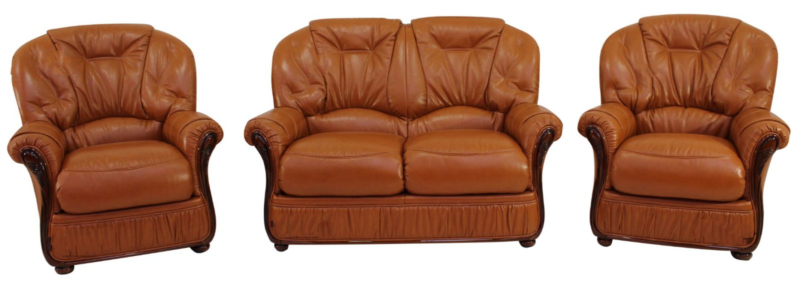 Product photograph of Debora Handmade 2 1 1 Sofa Suite Genuine Italian Tan Real Leather from Chesterfield Sofas
